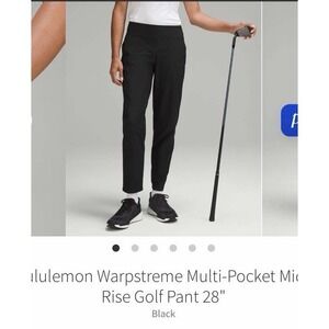 🍋EUC LULULEMON Warpstreme Multi-Pocket Mid-Rise Golf Cropped Pant 28" BLACK 14